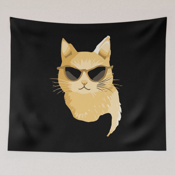 Item preview, BOLD YELLOW CUTE KITTY CAT IN SUNGLASSES  designed and sold by justyna-s28.