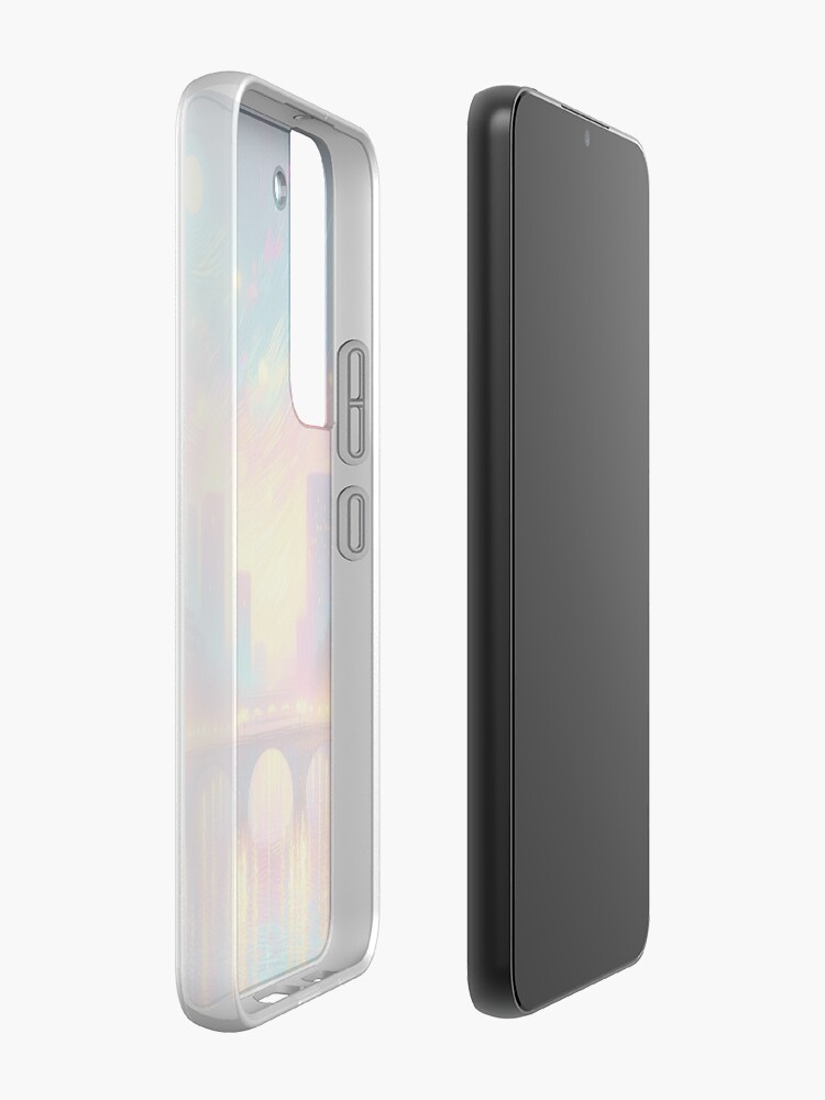 Thumbnail 2 of 4, Samsung Galaxy Phone Case, Neon Monet Morning on the Seine Fine Art designed and sold by cokemann.