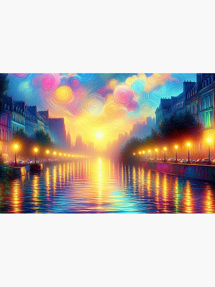Thumbnail 4 of 4, Zipper Pouch, Neon Monet Morning on the Seine Fine Art designed and sold by cokemann.