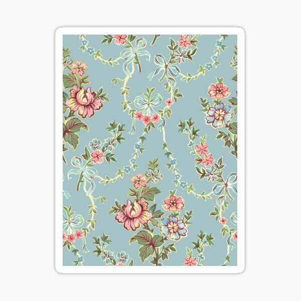 Aperçu de l'œuvre Elegance Floral : Rêverie aquarelle inspirée du papier peint Art Nouveau français sur bleu poussiéreux créée et vendue par Hadamundo.