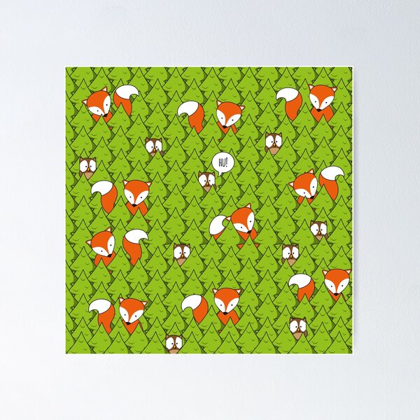 Item preview, Fox and owl in the woods designed and sold by fairytaleink.