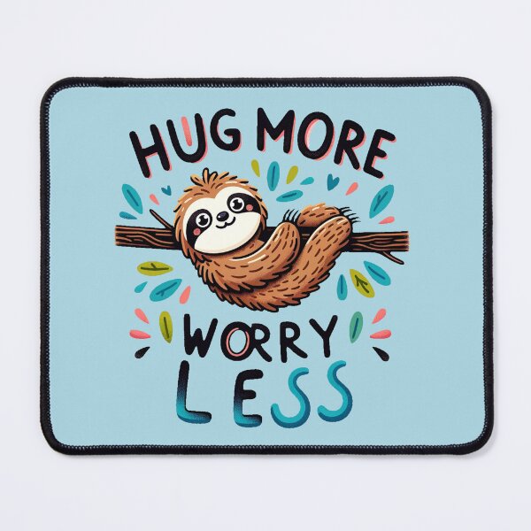Item preview, "Hug More, Worry Less" Playful Sloth Hanging Upside Down designed and sold by luvablelifeform.