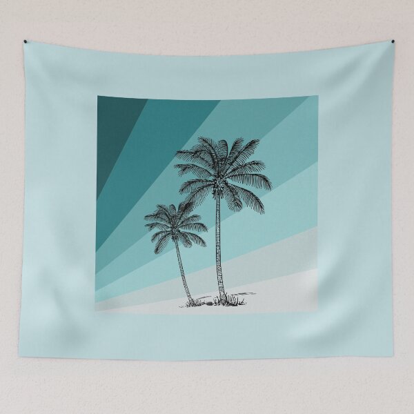 Item preview, Retro vintage coconut trees on blue designed and sold by Rbnano.