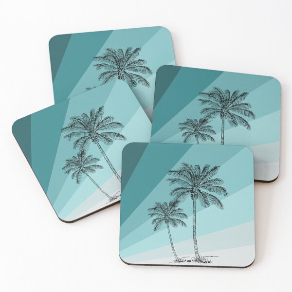 Item preview, Retro vintage coconut trees on blue designed and sold by Rbnano.