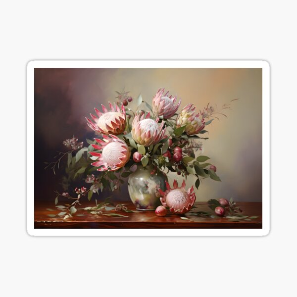 Serene Protea Blossom Elegance Sticker