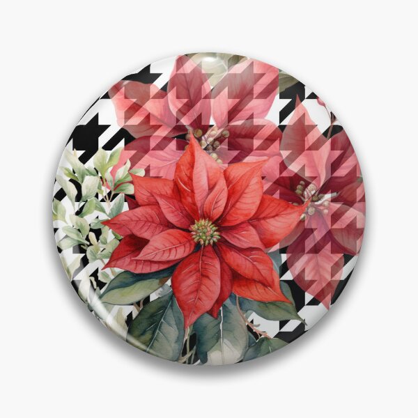 Item preview, Red Watercolour Poinsettia Flowers on Houndstooth designed and sold by AgathaZolastore.