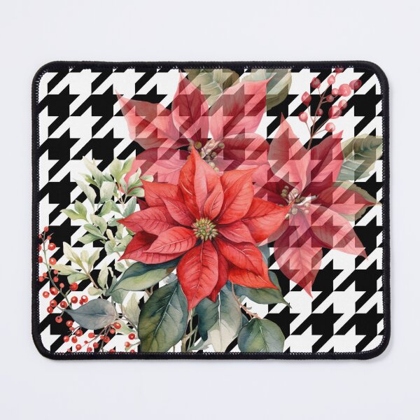 Item preview, Red Watercolour Poinsettia Flowers on Houndstooth designed and sold by AgathaZolastore.