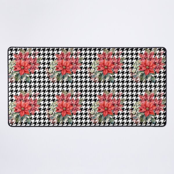 Item preview, Red Watercolour Poinsettia Flowers on Houndstooth designed and sold by AgathaZolastore.