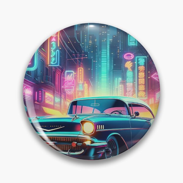 Item preview, Retro Neon-Lit Street with Classic Car designed and sold by FIYARO.