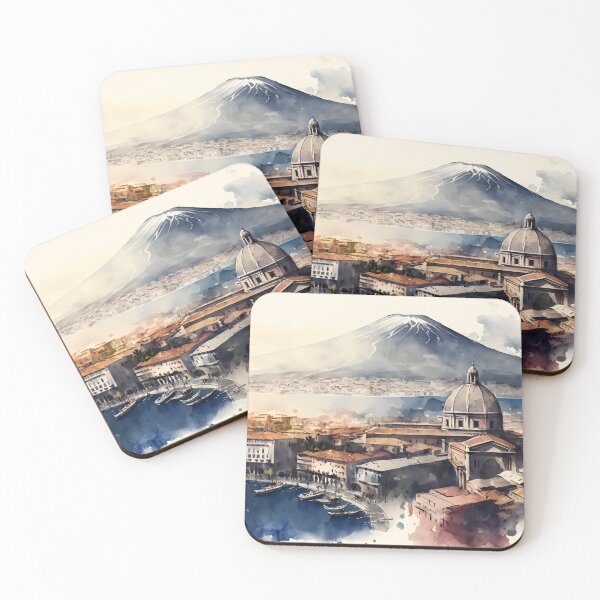 Item preview, Naples skyline painting, city landscape, Italy art, Naples souvenir, watercolor art designed and sold by SpettacolArte.