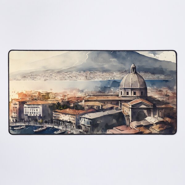 Item preview, Naples skyline painting, city landscape, Italy art, Naples souvenir, watercolor art designed and sold by SpettacolArte.