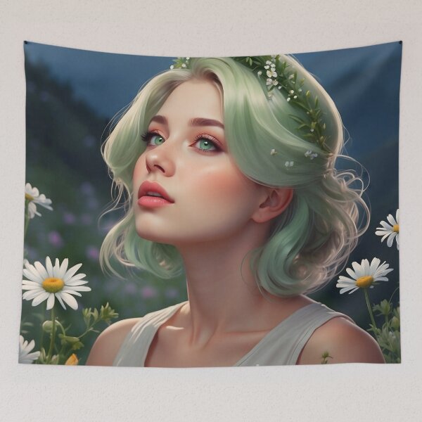 Item preview, woman with green eyes looking above designed and sold by Animepic222.
