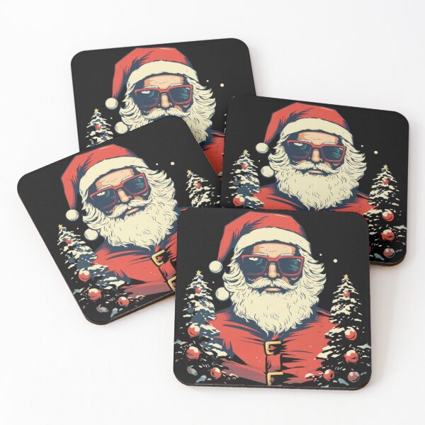Item preview, COOL FUNNY SANTA IN SUNGLASSES INBETWEEN CHRISTMAS TREES designed and sold by justyna-s28.