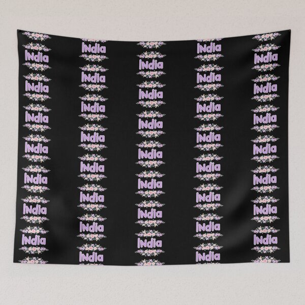 Item preview, Purple Flower India Name Label (Black) designed and sold by NormadWorld.