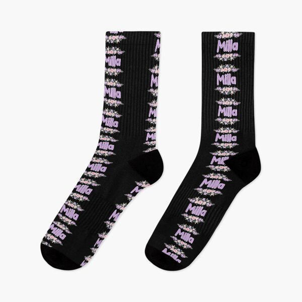 Item preview, Purple Flower Milla Name Label (Black) designed and sold by NormadWorld.