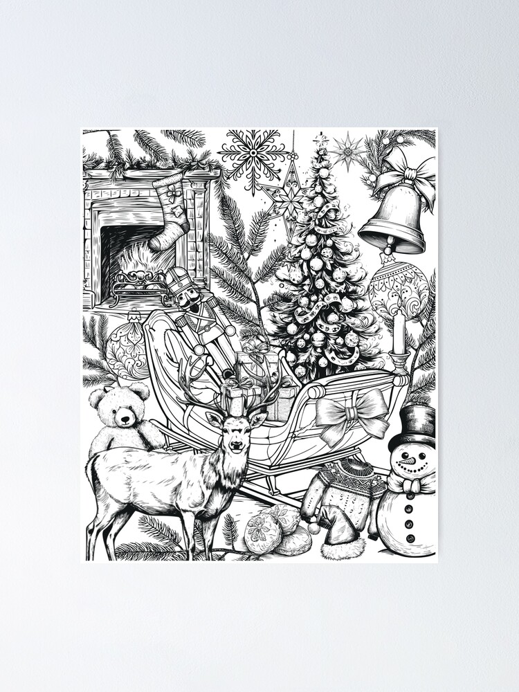 christmas-hidden-object-picture-poster-by-kreativeadern-redbubble for Christmas Hidden Pictures Free Printable Christmas hidden object picture