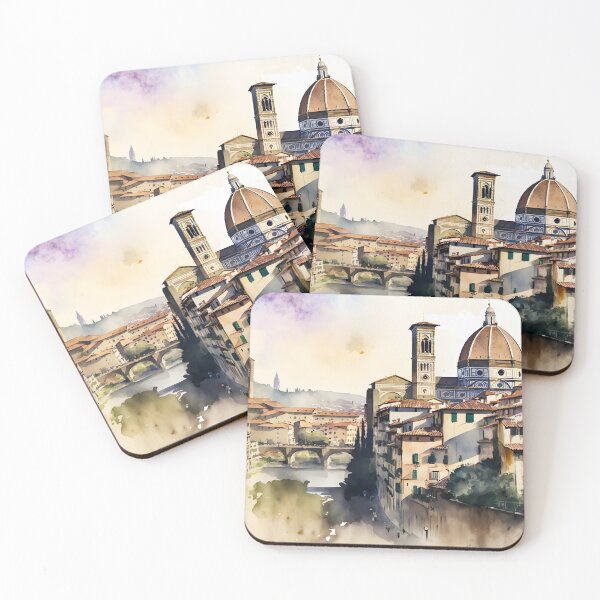 Item preview, Florence cityscape painting, city landscape, Italy art, Florence Arno souvenir, watercolor designed and sold by SpettacolArte.