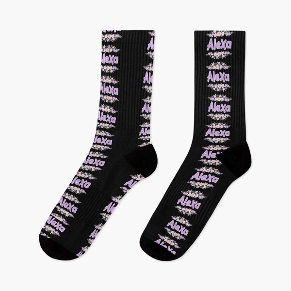 Item preview, Purple Flower Alexa Name Label (Black) designed and sold by NormadWorld.