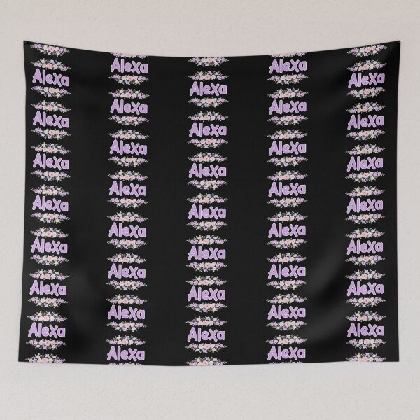 Item preview, Purple Flower Alexa Name Label (Black) designed and sold by NormadWorld.