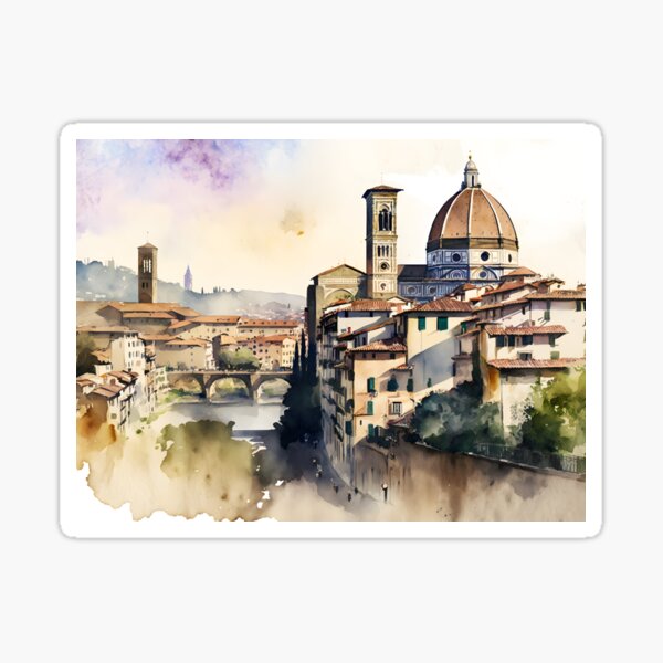 Item preview, Florence cityscape painting, city landscape, Italy art, Florence Arno souvenir, watercolor designed and sold by SpettacolArte.