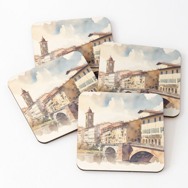 Item preview, Florence art, Lungarno painting, city landscape, Italy art, Florence Arno souvenir, watercolor designed and sold by SpettacolArte.