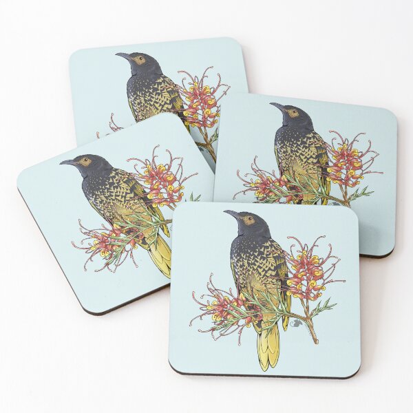 Item preview, Australia Regent Honeyeater Bird and Grevillea Blossom designed and sold by Mousewren.