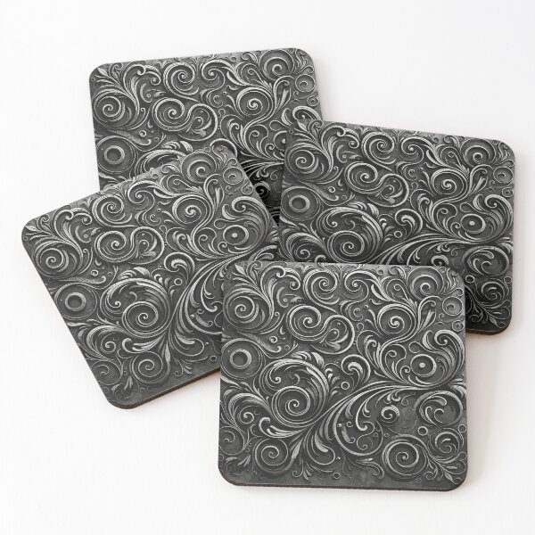 Item preview, Dark Academia Scroll Pattern in Metallic Grunge Charcoal Grey designed and sold by SamJanner.