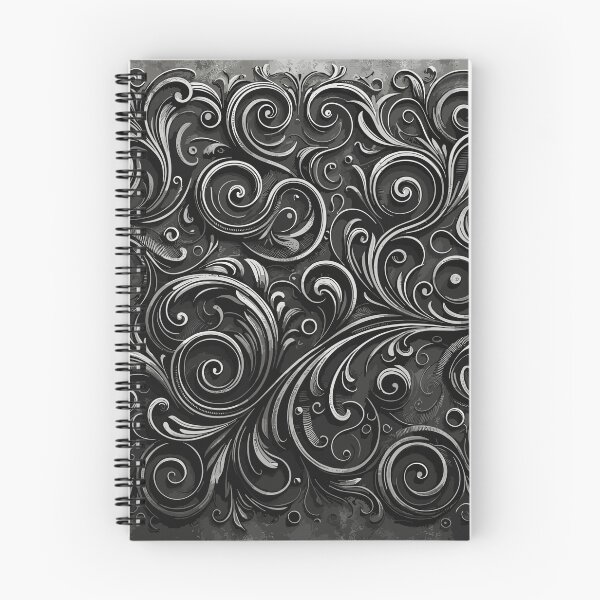Item preview, Dark Academia Scroll Pattern in Metallic Grunge Charcoal Grey designed and sold by SamJanner.