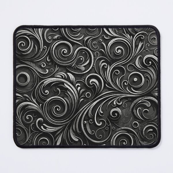 Item preview, Dark Academia Scroll Pattern in Metallic Grunge Charcoal Grey designed and sold by SamJanner.