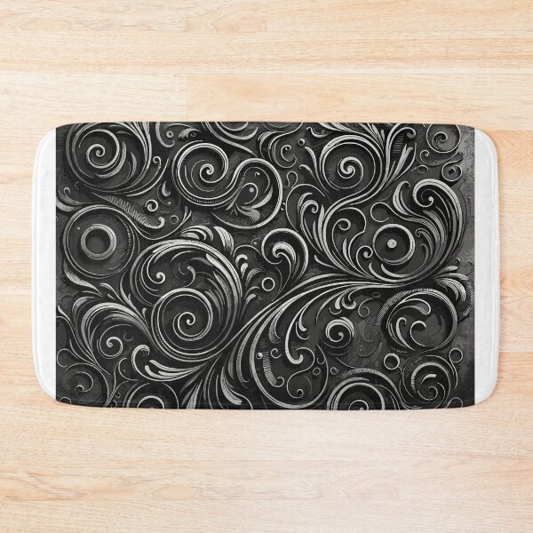 Item preview, Dark Academia Scroll Pattern in Metallic Grunge Charcoal Grey designed and sold by SamJanner.