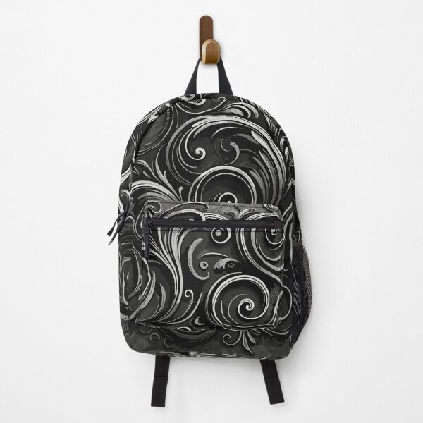 Item preview, Dark Academia Scroll Pattern in Metallic Grunge Charcoal Grey designed and sold by SamJanner.