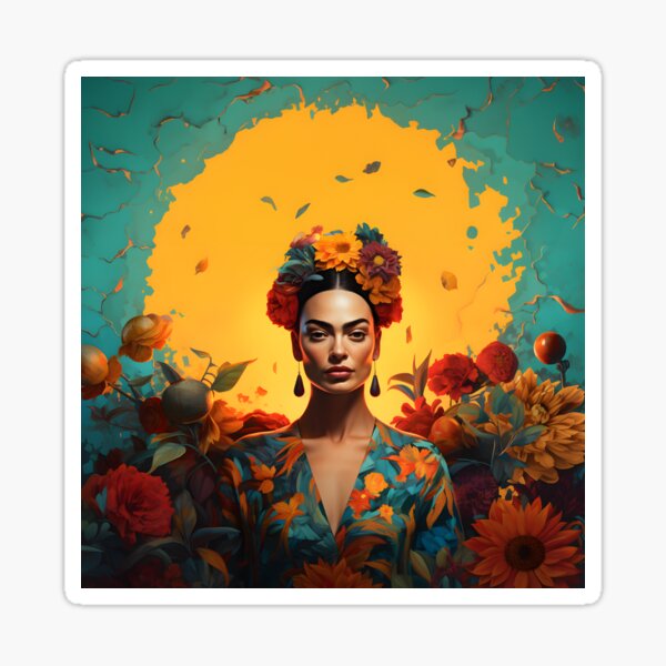 Frida's Floral Aura Unveiled Sticker
