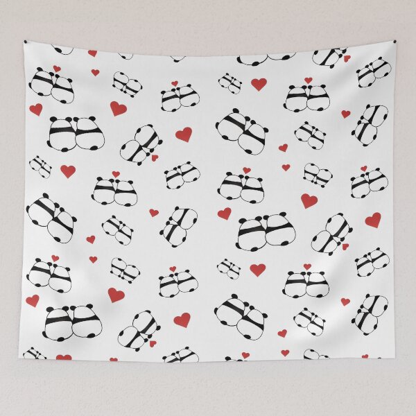 Item preview, love panda pattern with hearts designed and sold by PasindhuW.