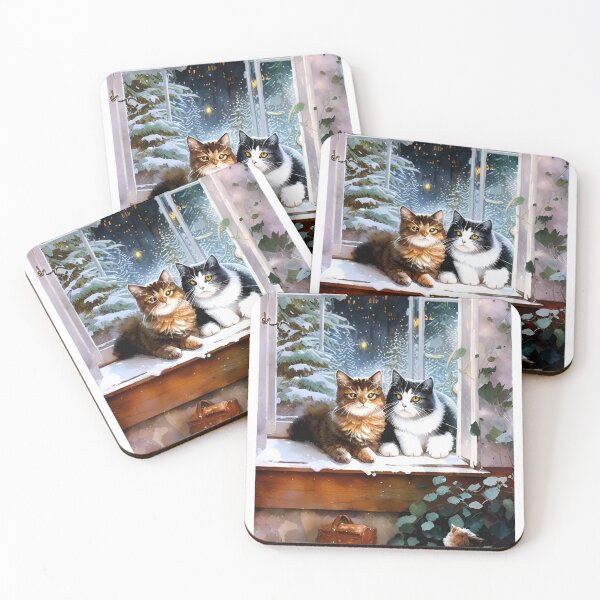 Item preview, AI generated cats by a window on a snowy night designed and sold by Tinkerbell678.