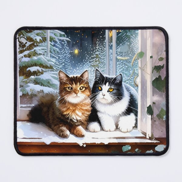 Item preview, AI generated cats by a window on a snowy night designed and sold by Tinkerbell678.