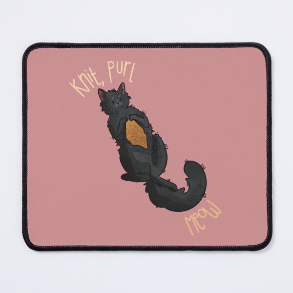 Item preview, Knit, Purl, Meow - Black cat with needles designed and sold by FelineEmporium.
