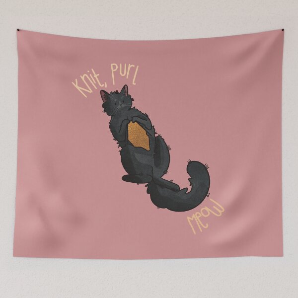 Item preview, Knit, Purl, Meow - Black cat with needles designed and sold by FelineEmporium.