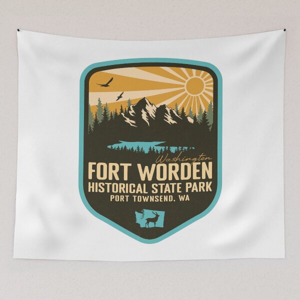 Item preview, Fort Worden Historical State Park Washington - WA Retro Badge Forest and Wilderness  designed and sold by mountainfad.