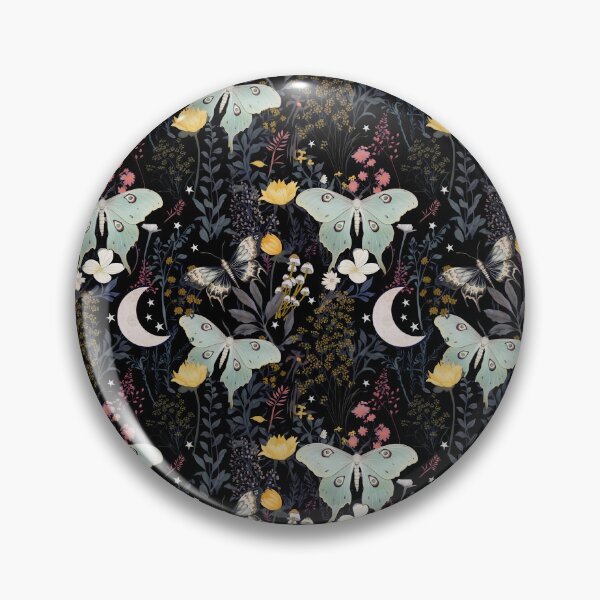 Item preview, Luna Moth Witchy Night Garden - Dark Cottagecore Botanicals designed and sold by ThreeHaresMedia.