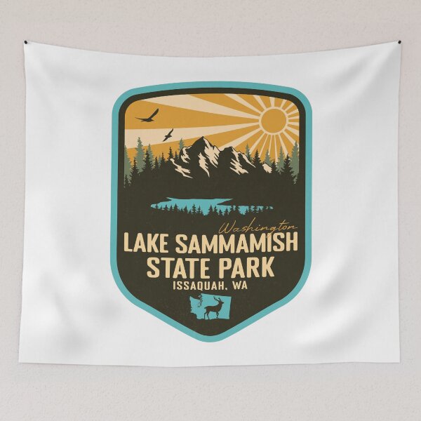 Item preview, Lake Sammamish State Park Washington - WA Retro Badge Forest and Wilderness  designed and sold by mountainfad.