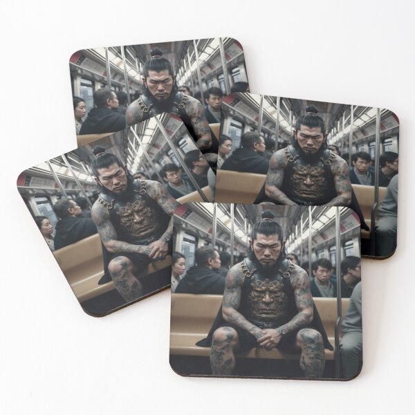Item preview, Japanese Samurai on a tube train in Tokyo designed and sold by KALEIDOSCOPE UK.