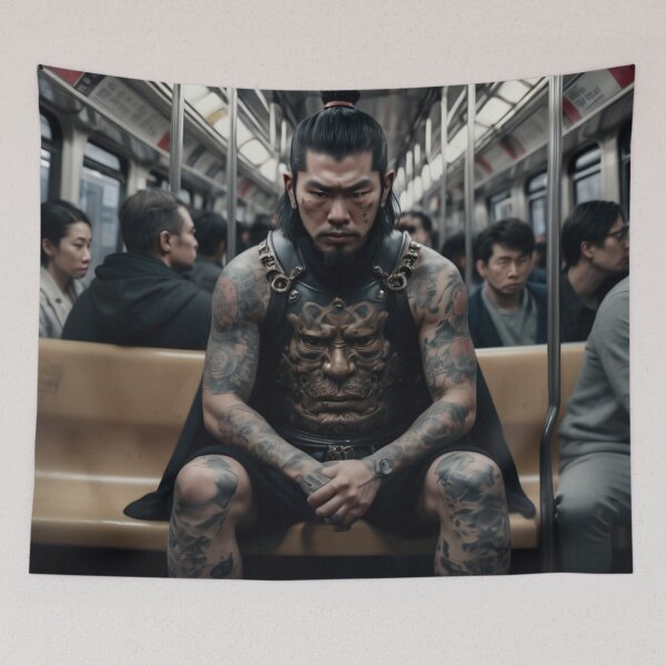 Item preview, Japanese Samurai on a tube train in Tokyo designed and sold by KALEIDOSCOPE UK.