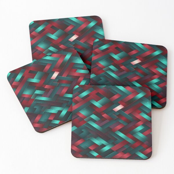 Item preview, Crimson and Teal Geometric Depth Wallpaper designed and sold by VectorPlace.