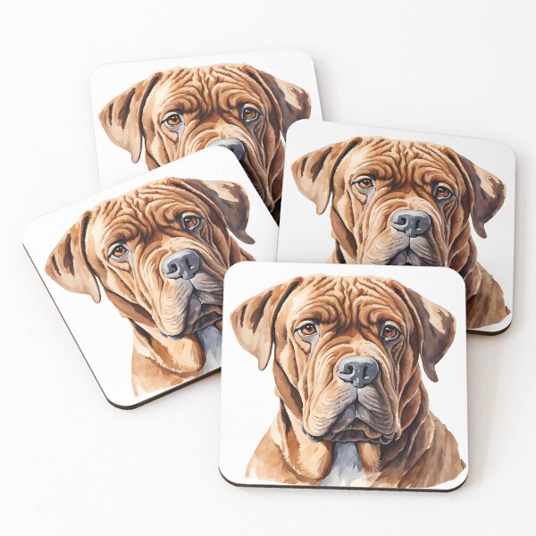 Item preview, Watercolor picture of a Dogue de Bordeaux Dog designed and sold by Petalandfur.