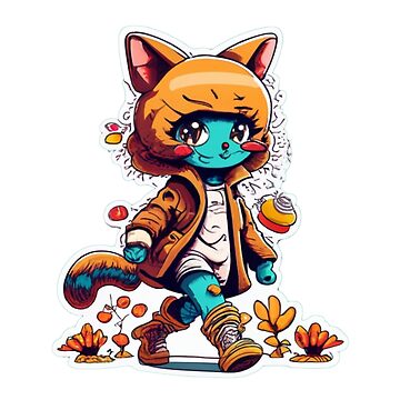 Smurf Cat Walking In Nature Sticker