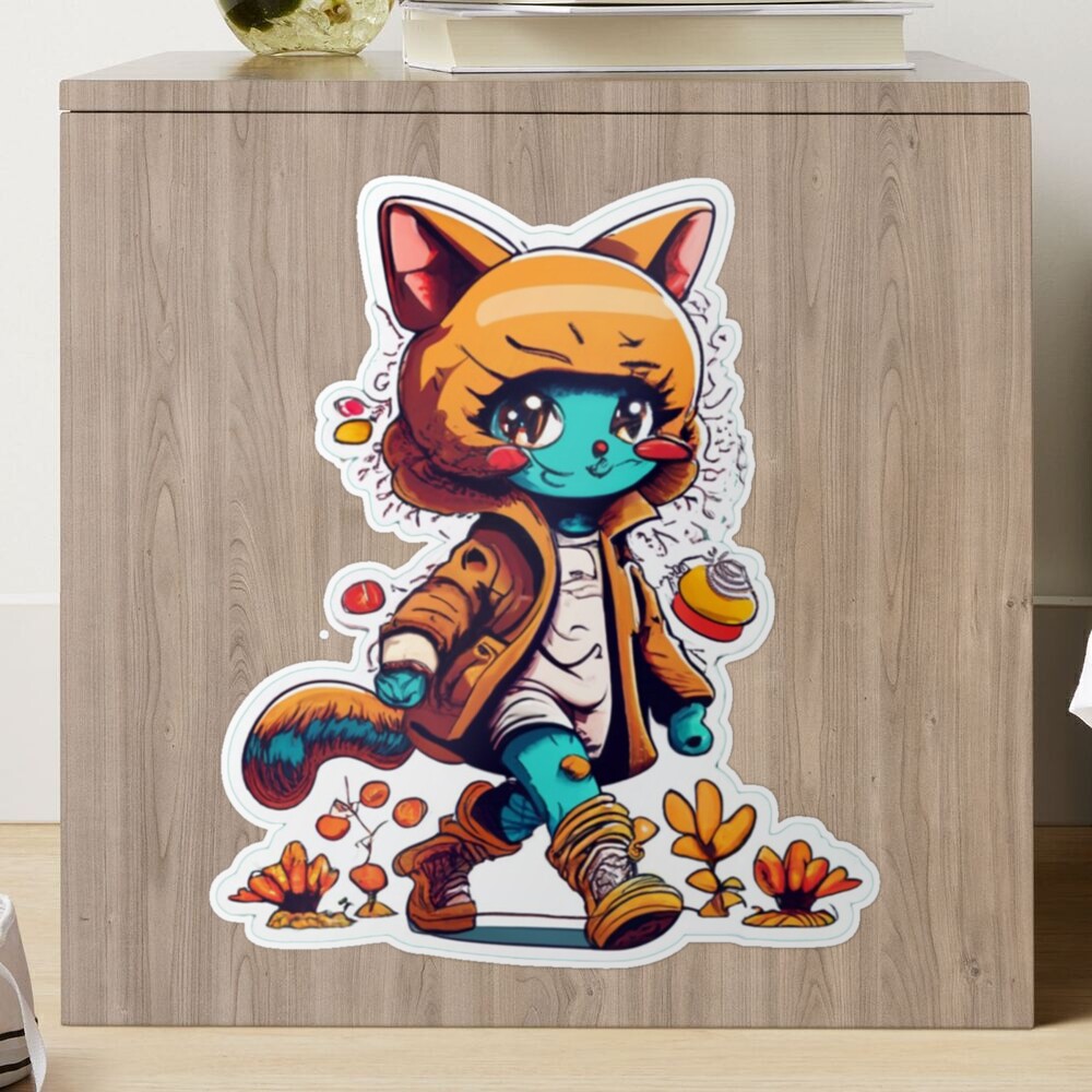 Smurf Cat Walking In Nature Sticker