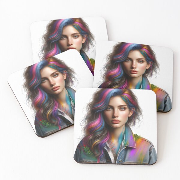 Item preview, Vibrance in Detail: A Hyper-Realistic Portrait with a Colorful Twist designed and sold by masquetea.