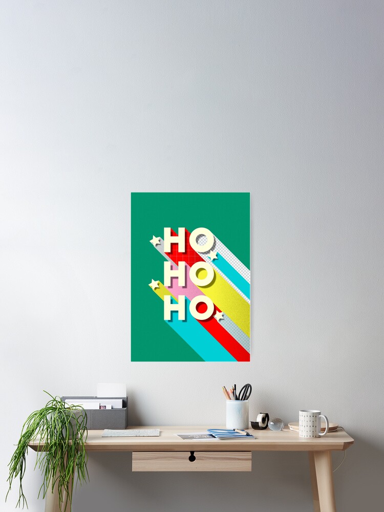 Aperçu 2 sur 3. Poster avec l'œuvre HO HO HO Typographie de Noël créée et vendue par ShowMeMars.