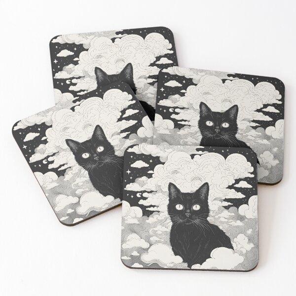 Item preview, Black Cat art retro vintage colorful sunset  designed and sold by Catophile.
