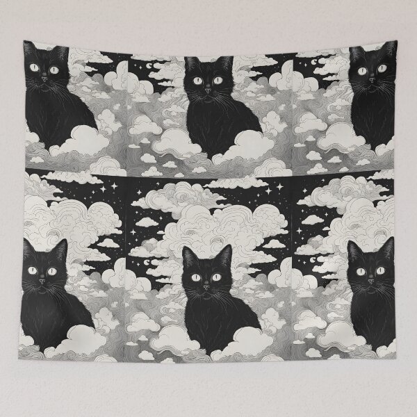 Item preview, Black Cat art retro vintage colorful sunset  designed and sold by Catophile.